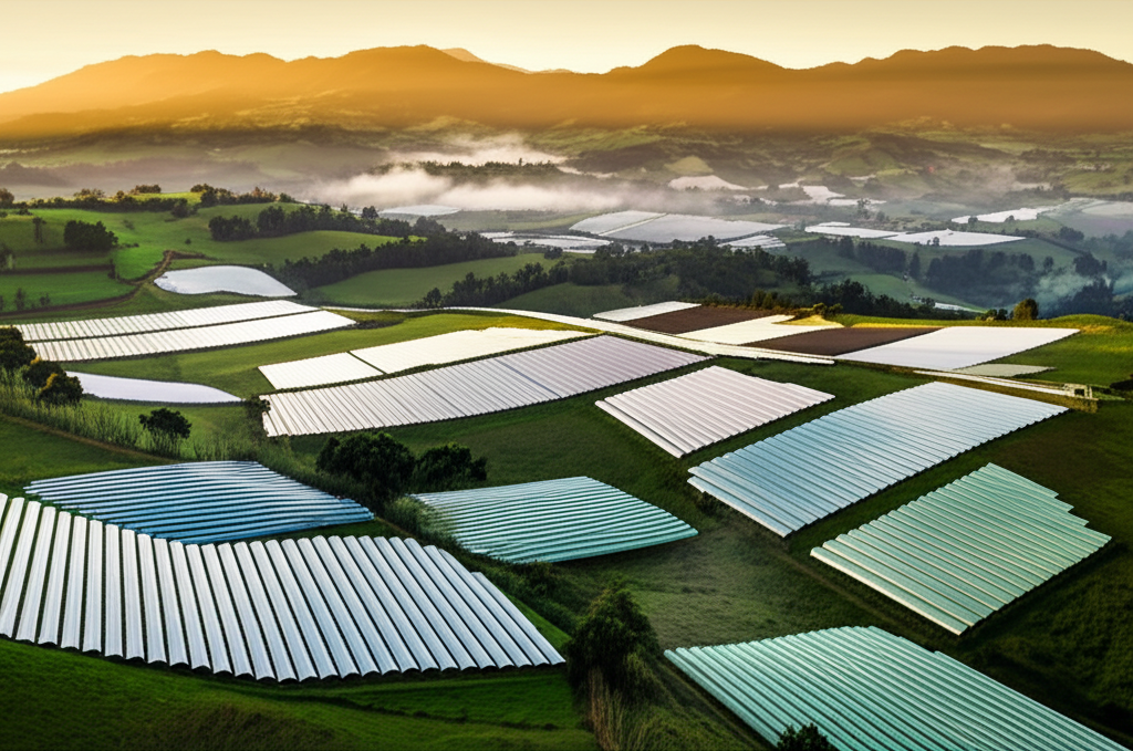 Invernaderos de flores en la Sabana de Bogotá, altiplano colombiano