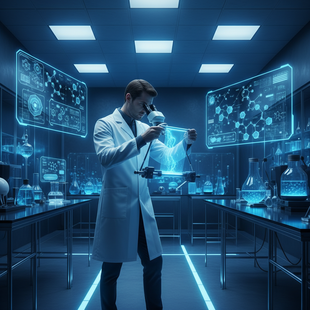 Científico en laboratorio de polímeros