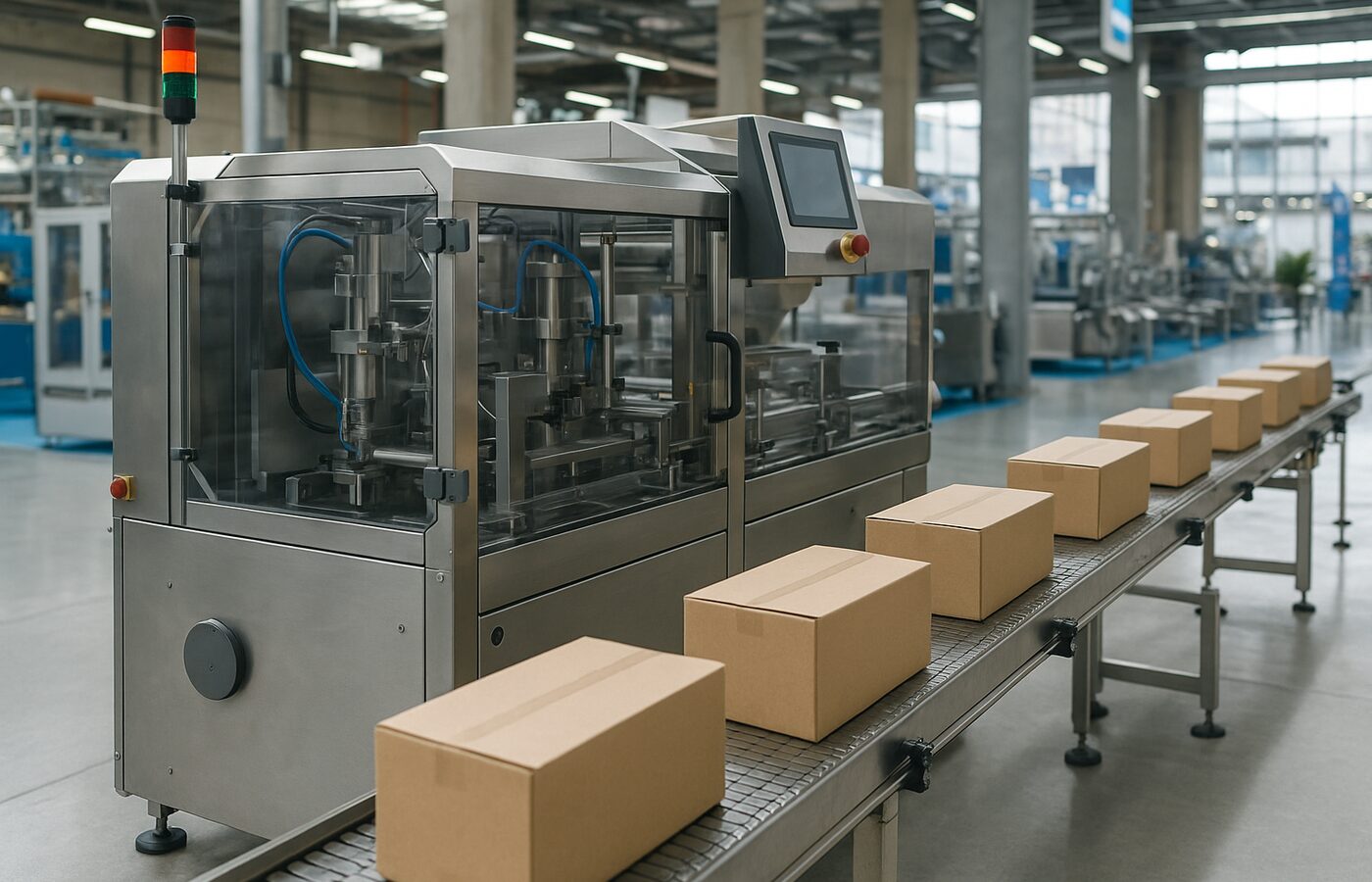 Línea de empaque y maquinaria en demostración